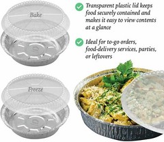 9″ Round Aluminum Foil Pans With Plastic Dome Lids Baking Storage