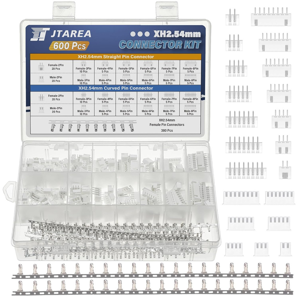 29Values 600PCS JST XH 2.54 MM Connector Kit 2.54MM 2Pin 3Pin 4Pin 5Pin 6Pin 7Pi