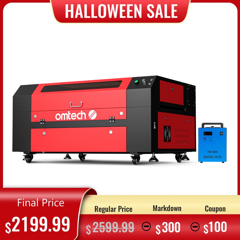 OMTech 28×20 in. 60W CO2 laser Engraver Cutter Marker with CW-3000 Water Chiller