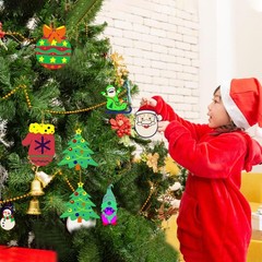 60PCS DIY Christmas Wooden Ornaments Unfinished Wood Slices Paintable Craft Kit