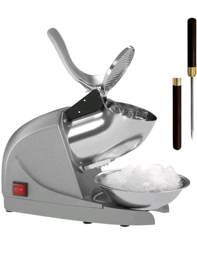 380W Electric Ice Shaver Snow Cone Machine, 3 Blades 286lbs an Hour, Ice Crusher