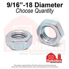 9/16″-18 Grade A Hex Jam Nuts Zinc Clear Fine Thread (Pick Quantity)