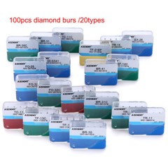 100pcs Dental Diamond Burs Medium Friction Grip 1.6MM for High Speed Handpiece