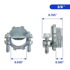 15 PCS 3/8 Inch NonMetallic NM TwinScrew Cable Clamp Connector Zinc DieCast