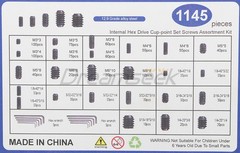 1145Pcs Set Screw Assortment Kit Head Socket Hex Drive Cup Point Grub Screws Set