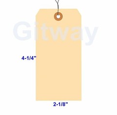 100 Pack 4 1/4″ x 2 1/8″ Size 4 Manila Inventory Pre Wired Hang Tags with Wire