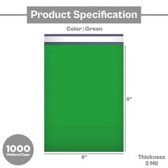 1000 Pcs 6 x 9 Green Poly Mailers 2 Mil Shipping Envelopes Mailing Bags 6″ x 9″