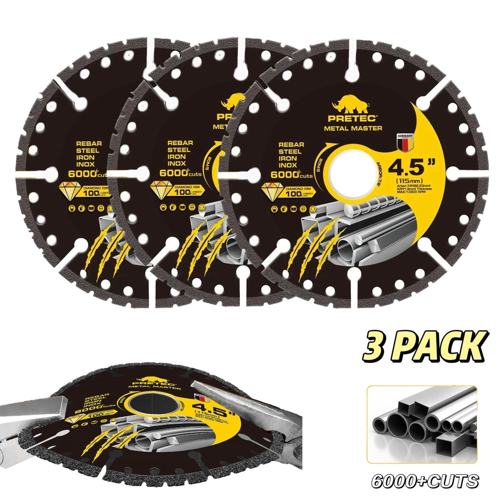 4.5″Diamond Cut Off Wheel 3Pack,Metal Cutting Disc 4-1/2″x7/8″ for Angle Grinder
