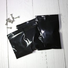 100 Flat Black Poly QuickQlick™ Bags Repacking Pouches w/ a Variety of Sizes