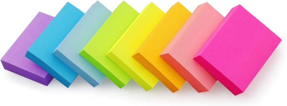 Sticky Notes 1.5×2 inch, Bright Colors Self-Stick Pads, 8 Pads, 800 Sheets Total