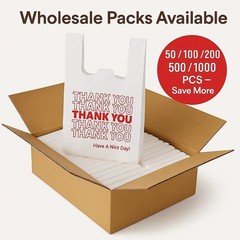 Bags 1/12 Extra Small 7×3.5×13 THANK YOU T-Shirt Plastic Grocery Shopping Bags