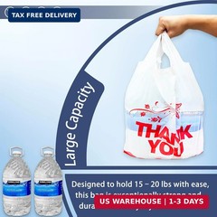 100 Pcs White Thank You Bags T Shirt Bags To Go Grocery Reusable Disposable FAST