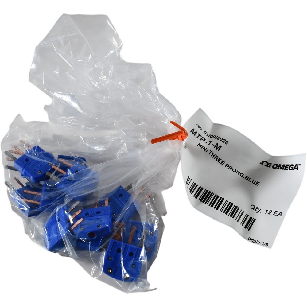 Pack of 12 NEW Omega MTP-T-M Miniature Thermocouple Connector 3 Prong Blue Male