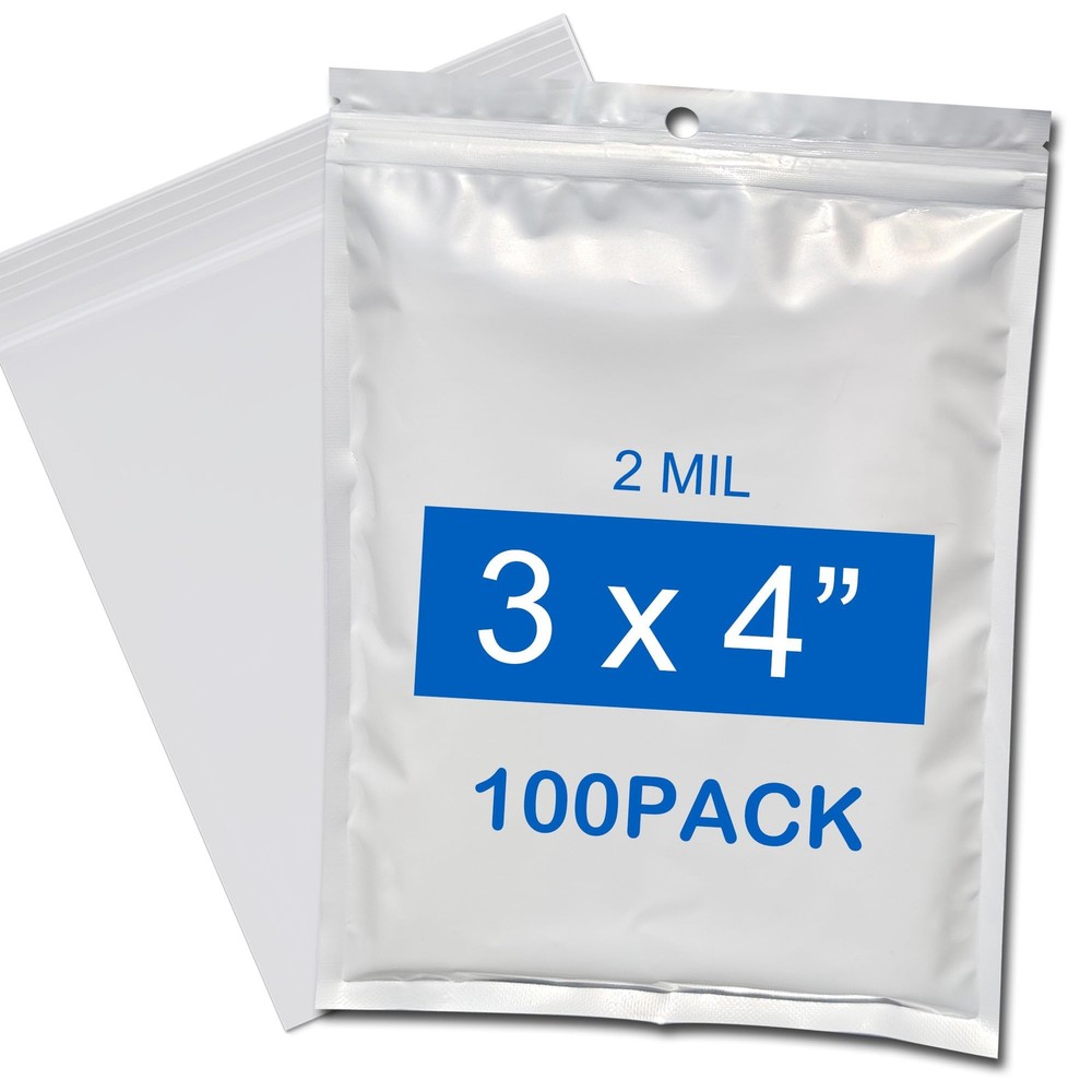 3”x 4”, (Pack of 100) Small Plastic Bags,2 MIL 3″ x 4″, Transparent x 4″