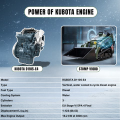 TYPHON Stomp V1000 Kubota D1105 Diesel 24.4hp Skid Steer Hydraulics Full Control