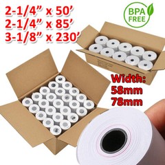 2 1/4″ x 50′ 85′ 3 1/8″ x 230′ Thermal Receipt Paper Credit Card Cash Register