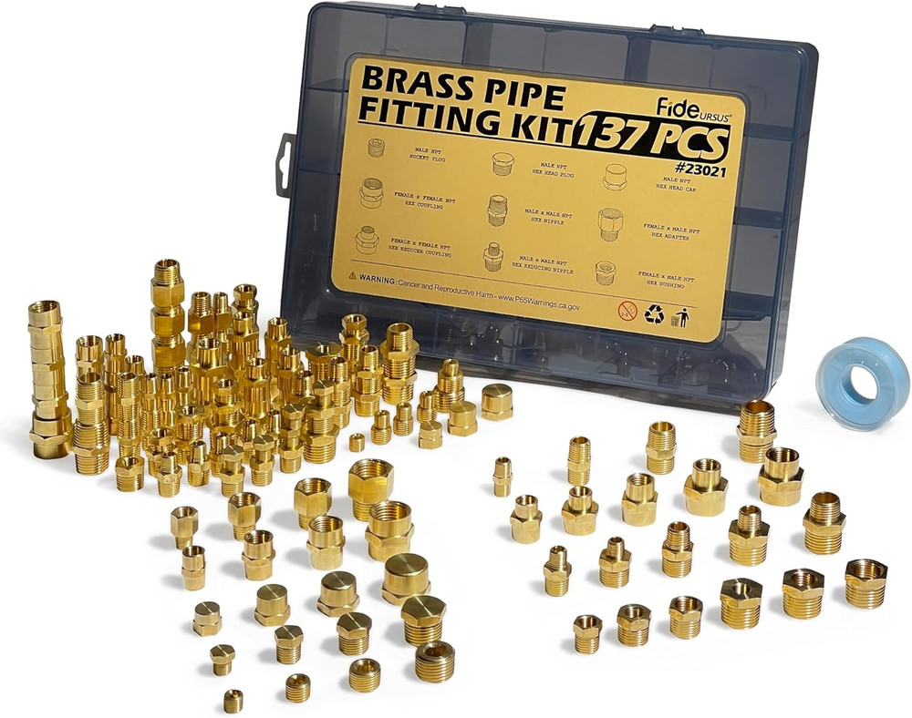 137PCS Brass Pipe Fittings Assortment Kit NPT Extension Adapter,Reducer Bushing,