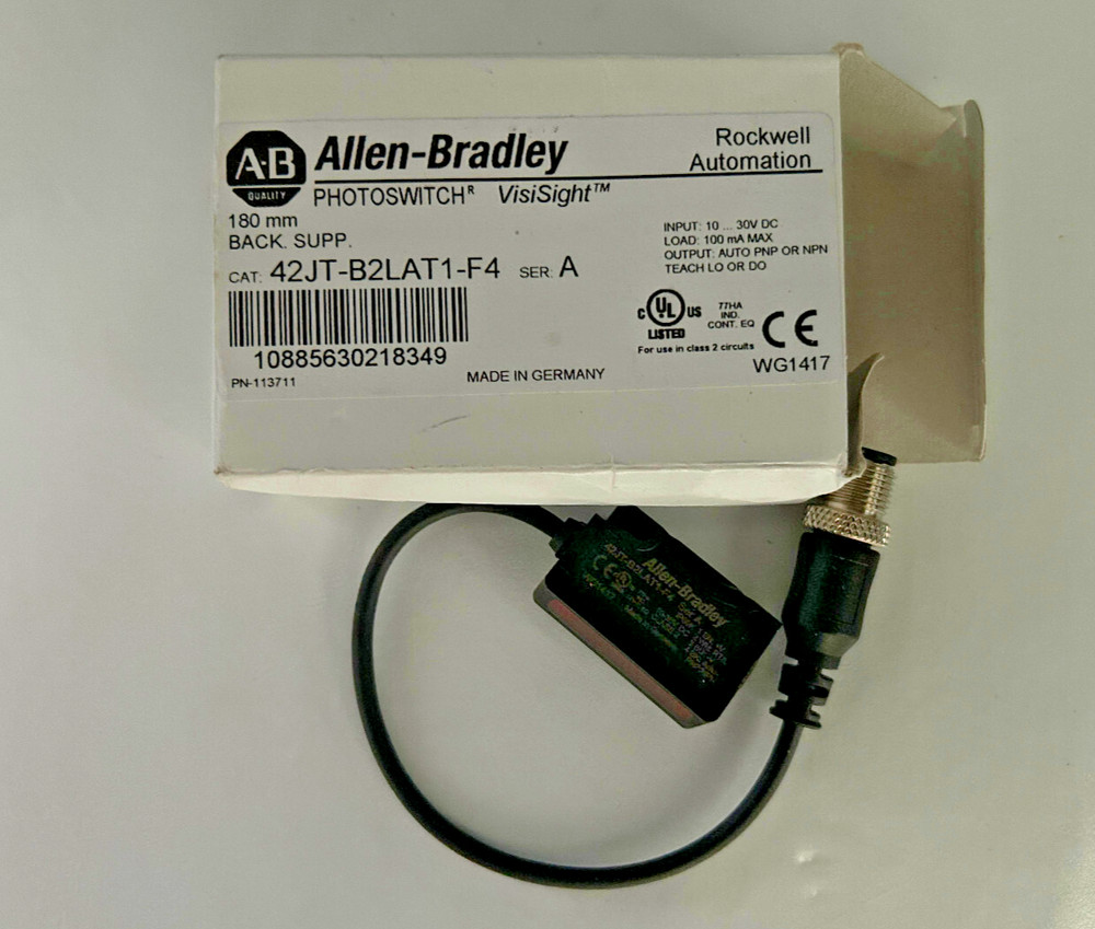 Allen Bradley 42JT-B2LAT1-F4 Ser. A Photoelectric Sensor Back. Sup 0-180mm 24VDC