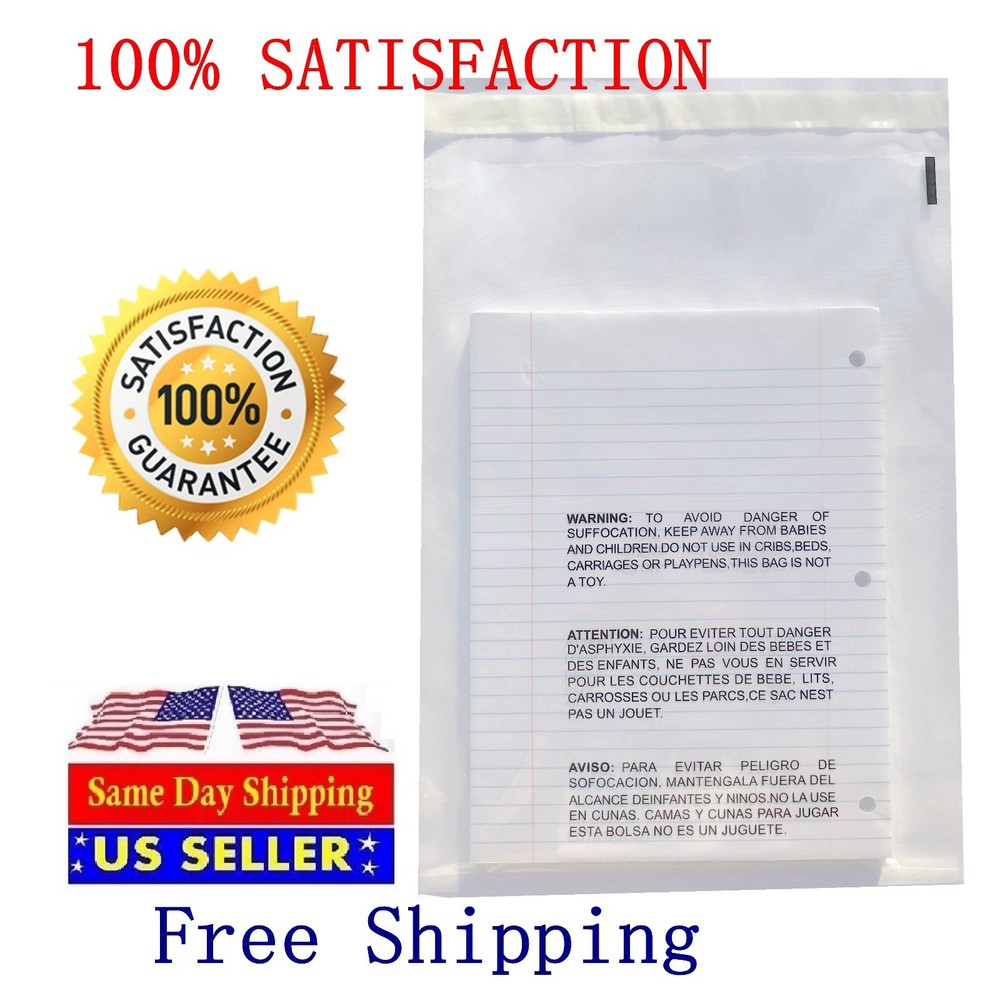 300 6×9 1.5 Mil Bags Clear Suffocation Warning Poly Bag 6″x9″