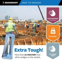 Sandbaggy Galvanized Steel Snap Tie Wedges (2 ⅜” x 6 ⅛”) for Concrete Formwork