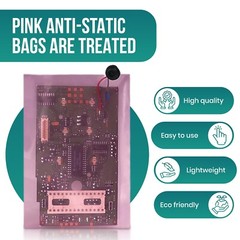 Pink Open Ended Flat Top Anti-Static Bag AntiStatic Poly Bags 4mil Electronic