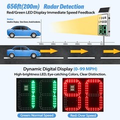 Solar Powered Radar Speed Sign 90*60cm Wireless Speed Display Waterproof IP65