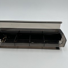 1980s Plastic Black with Faux Wood Desk Caddy Clear Smoke Organizer Hong Kong