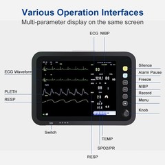Multi-Parameter Patient Vital Signs Monitor ECG/NIBP/TEMP/RESP/SPO2/PR
