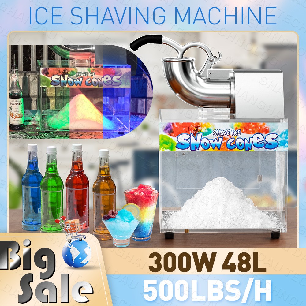 Durable Commercial Shaved Ice Machine, 48L Snow Cone Machine for Family Partyies