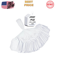 1000 Blank White Merchandise Price Tags with Strings Size #5 Retail Strung Labe