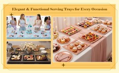 4 Pcs Gold Rectangle Serving Trays Heavy Duty Disposable Paper Cardboard Serving