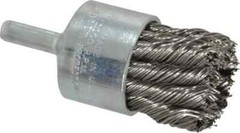 Weiler 1-1/8″ Brush Diam, Knotted, End Brush 1/4″ Diam Shank, 22,000 Max RPM
