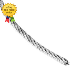 116 Inch Stainless Steel 304 Cable Wire Rope 33FT With Sleeves Thimbles Kit