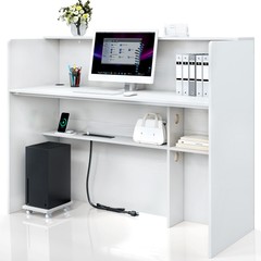 Modern 55″ LED Light Reception Desk with Counter Salon Front Desk Retail Table