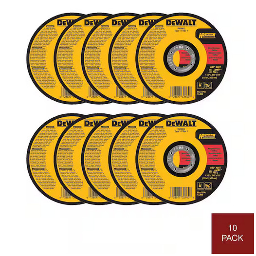 DEWALT 4-1/2 In. X 0.045 In. X 7/8 In. Metal and Stainless Cutting Wheel 10-Pack