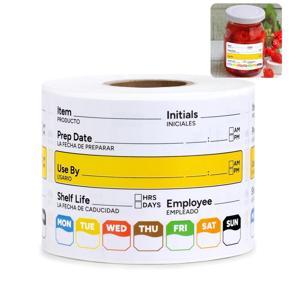 300 Pcs Restaurant Quality Shelf Life Food Rotation Labels 2 x 2 inch, Black
