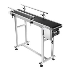 VEVOR Belt Conveyor PVC Stainless Steel Belt Conveyor 47″x7.8″ Double Guardrail