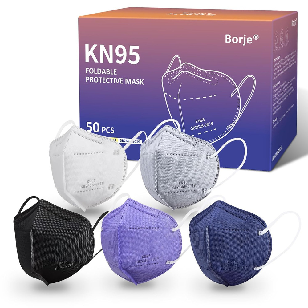 KN95 Face Masks 50 Pcs, 5-Ply Protection Multicolor KN95 Mask, Disposable Face M