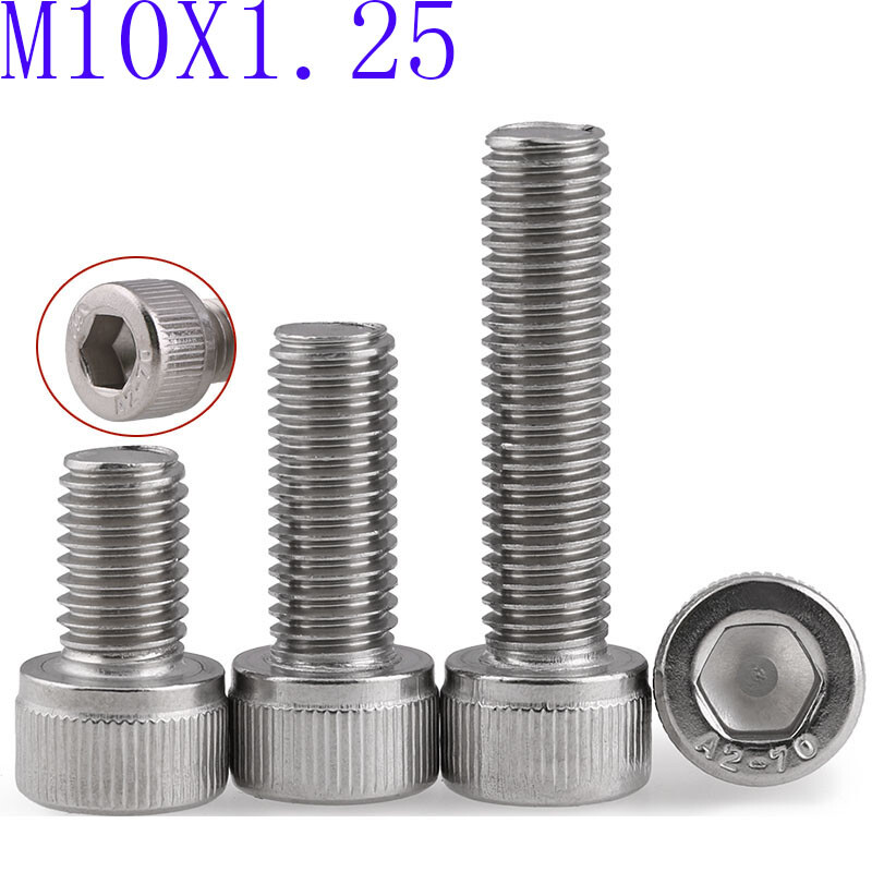 M10 – 1.25 Fine Thread 304 Stainless Steel Socket Head Caps Screws Metric DIN912