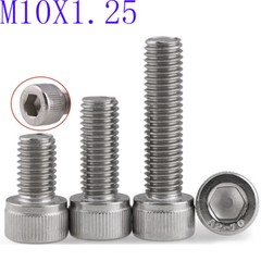 M10 – 1.25 Fine Thread 304 Stainless Steel Socket Head Caps Screws Metric DIN912