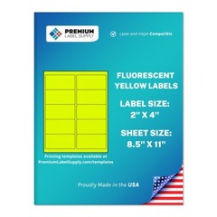 5000 Fluorescent Yellow 2″ x 4″ Neon Color Address Labels 10 per sheet