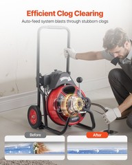 VEVOR Drain Cleaner Machine Electric Drain Auger 50 FT x 1/2 In Auto Feed