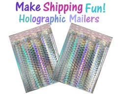 5-100 Pack Holographic Bubble Mailers, 4 sizes Metallic Glamour Padded Envelopes