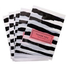 100 Count Black Merchandise Bags with Handles Retail Gift Packaging