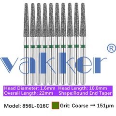 10pc/pk Dental FG Diamond Burs Round Long Round End Taper Diamond Bur 850 855