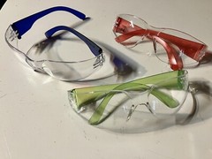 BISON LIFE Tactical Safety Glasses for KIDS, 3 pair Red, Green, & Blue