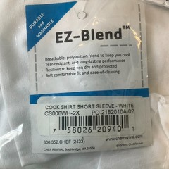 Chef Revival Basic Cook Shirts Unisex Adult Size 2XL White Short Sleeve Snap 2