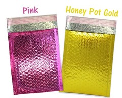 4×8 Honey Pot Gold & Pink Metallic BUBBLE MAILER Combo Padded Business Envelopes