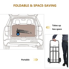 VILOBOS Heavy Duty Hand Truck Dolly Folding Moving Travel Cart Adjustable Handle
