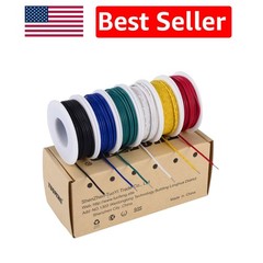 6x30ft 22 AWG Solid Hookup Wire – Tinned Copper, Flame Retardant, PVC Insulation